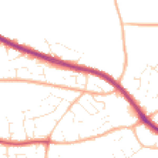 Daytime road noise heatmap for PL9 8NW