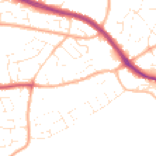 Daytime road noise heatmap for PL9 8PR