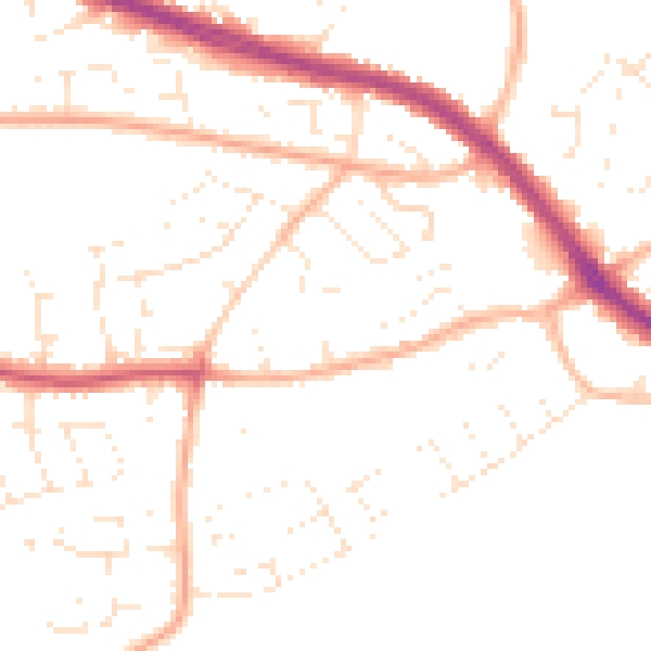 Daytime road noise heatmap for PL9 8PS