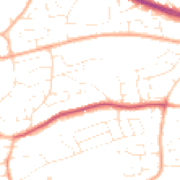 Daytime road noise heatmap for PL9 8RG