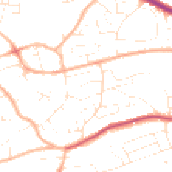 Daytime road noise heatmap for PL9 8SG