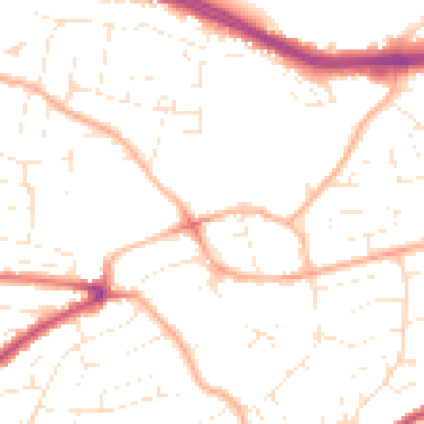 Daytime road noise heatmap for PL9 9AJ
