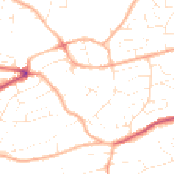 Daytime road noise heatmap for PL9 9BR