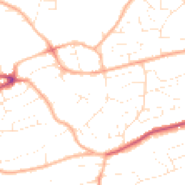 Daytime road noise heatmap for PL9 9BS