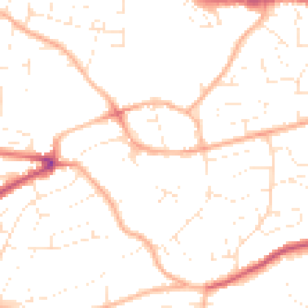 Daytime road noise heatmap for PL9 9BU