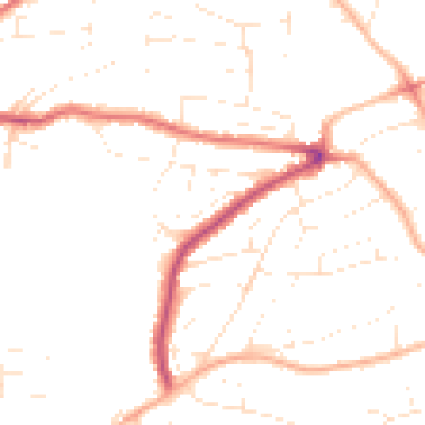 Daytime road noise heatmap for PL9 9DP
