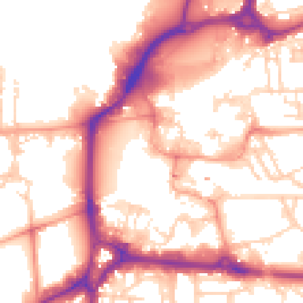 Daytime road noise heatmap for PO1 1DZ