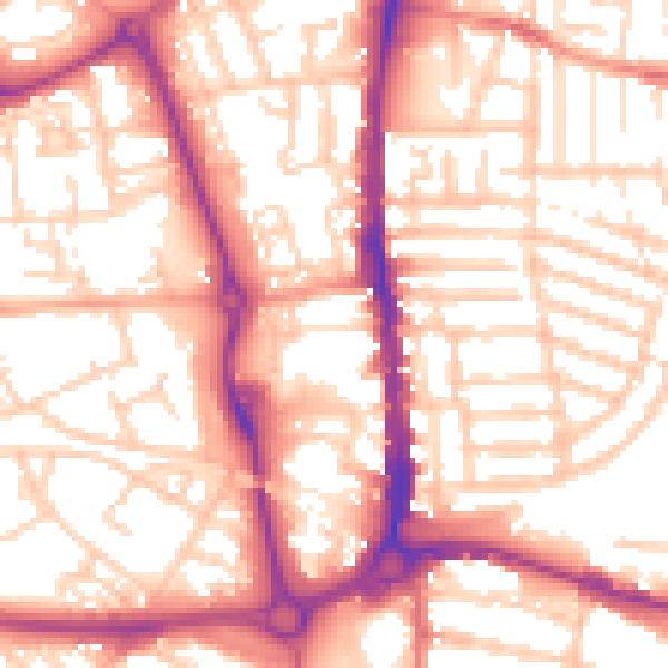 Daytime road noise heatmap for PO1 1PD
