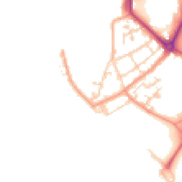 Daytime road noise heatmap for PO1 2TZ