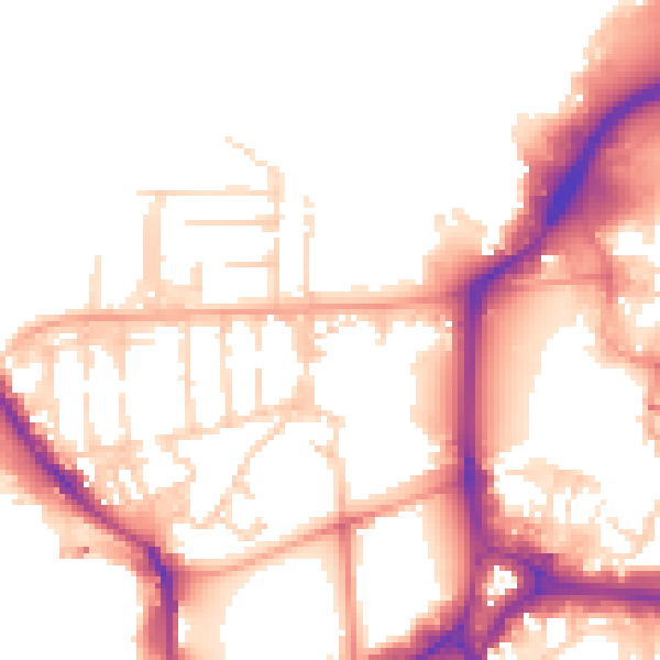 Daytime road noise heatmap for PO1 3AN
