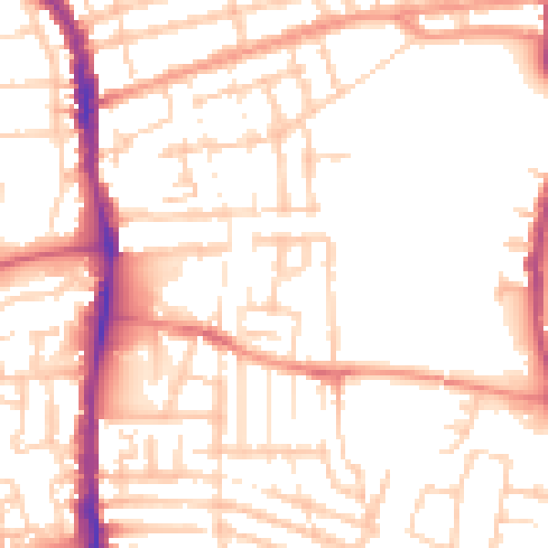 Daytime road noise heatmap for PO1 5LX