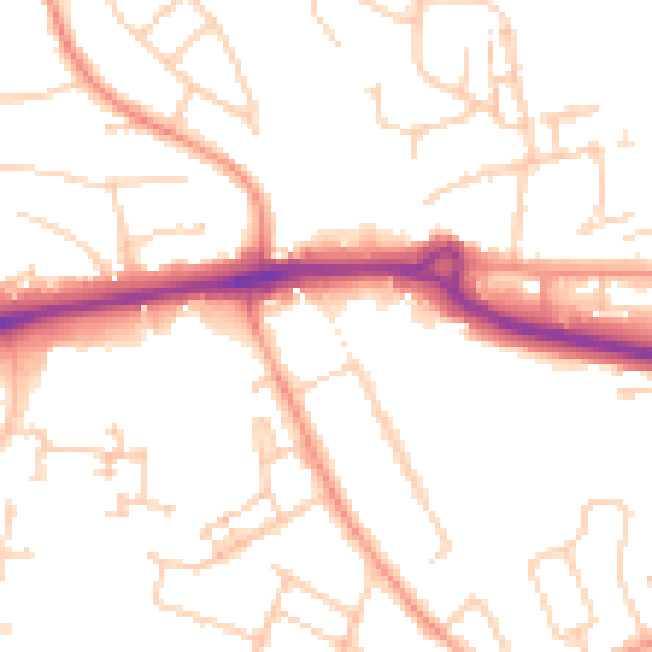 Daytime road noise heatmap for PO14 1AB