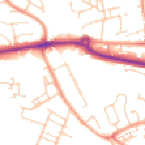 Daytime road noise heatmap for PO14 1AD