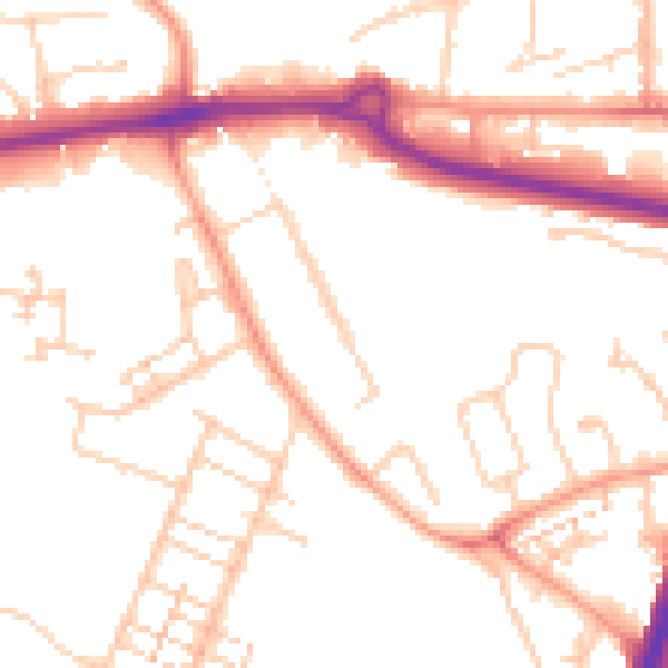 Daytime road noise heatmap for PO14 1AE