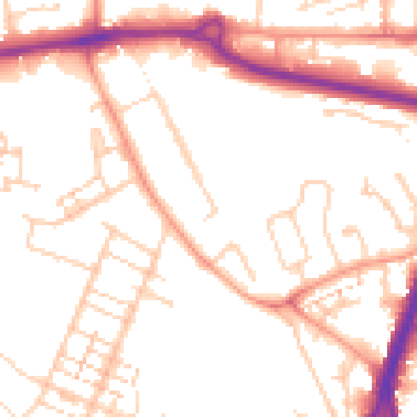 Daytime road noise heatmap for PO14 1AF
