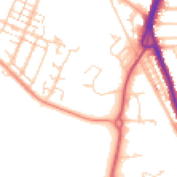 Daytime road noise heatmap for PO14 1AH