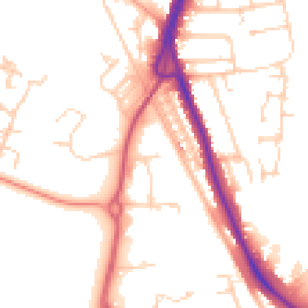 Daytime road noise heatmap for PO14 1AJ