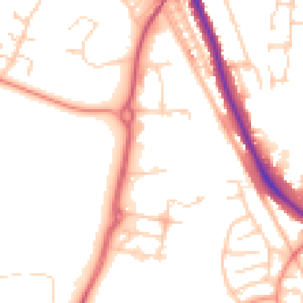 Daytime road noise heatmap for PO14 1AN