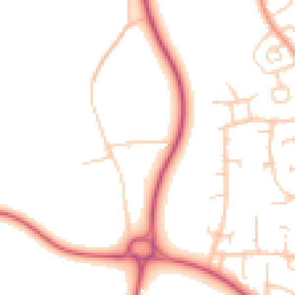 Daytime road noise heatmap for PO14 1AY