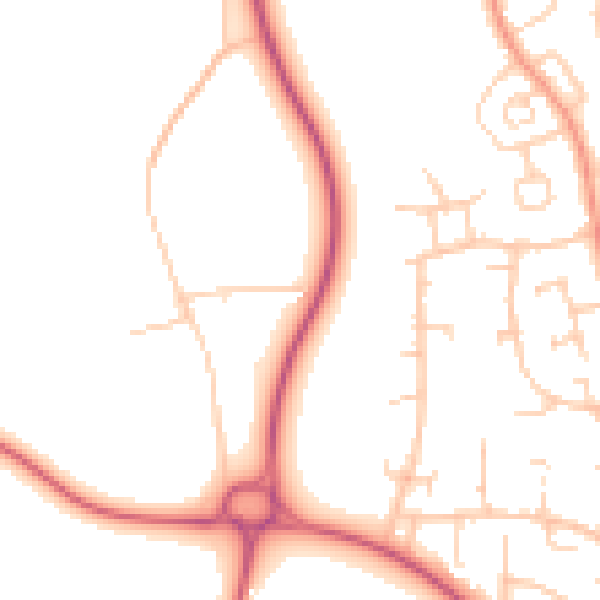 Daytime road noise heatmap for PO14 1AZ