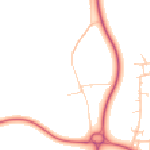 Daytime road noise heatmap for PO14 1BA