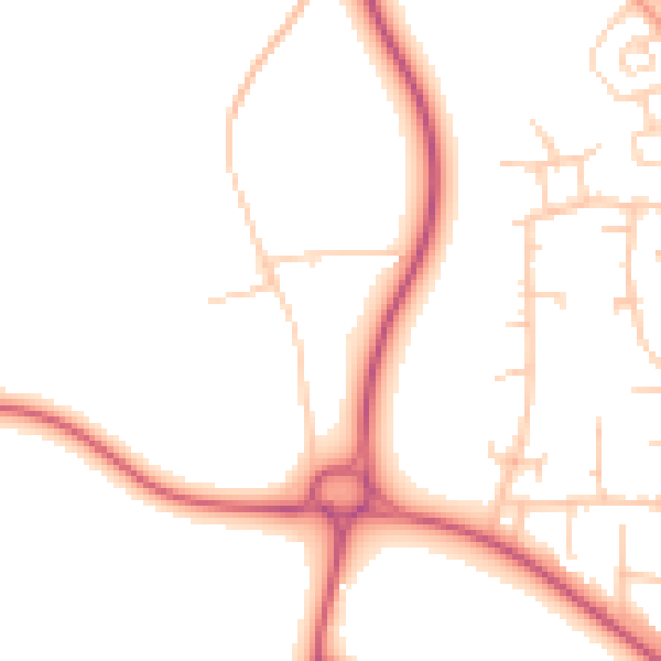 Daytime road noise heatmap for PO14 1BE