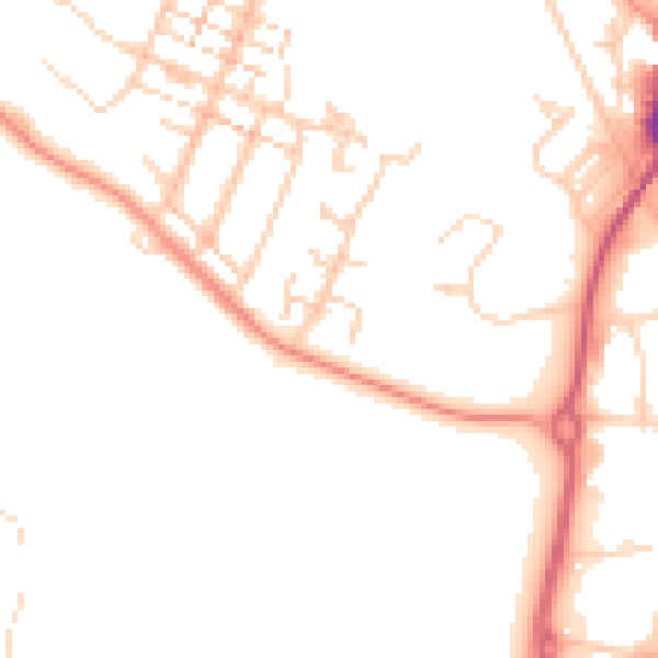 Daytime road noise heatmap for PO14 1BY