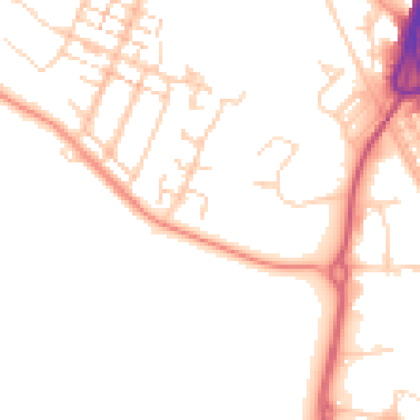 Daytime road noise heatmap for PO14 1BZ