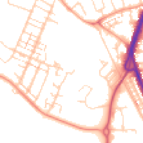 Daytime road noise heatmap for PO14 1DD