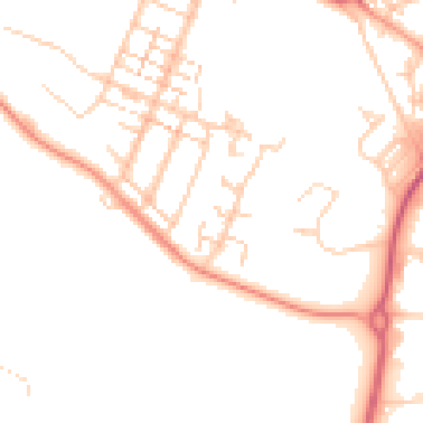 Daytime road noise heatmap for PO14 1DE