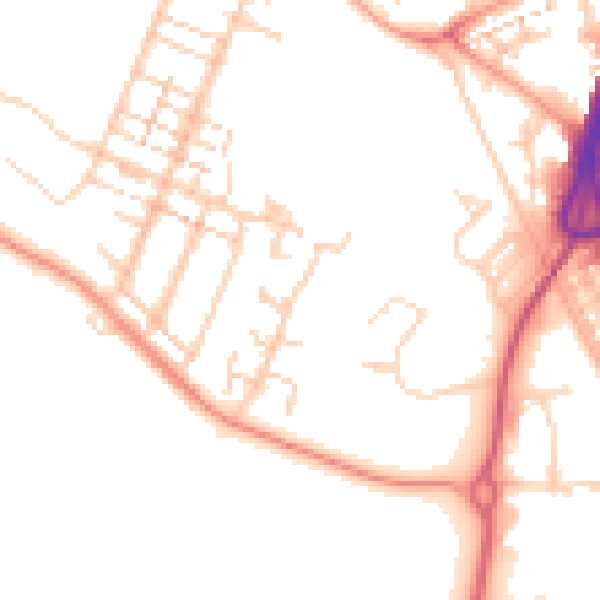Daytime road noise heatmap for PO14 1DG
