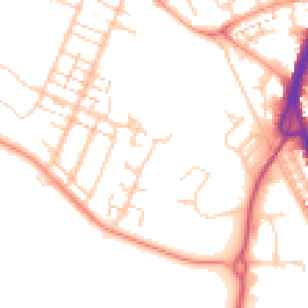 Daytime road noise heatmap for PO14 1DH