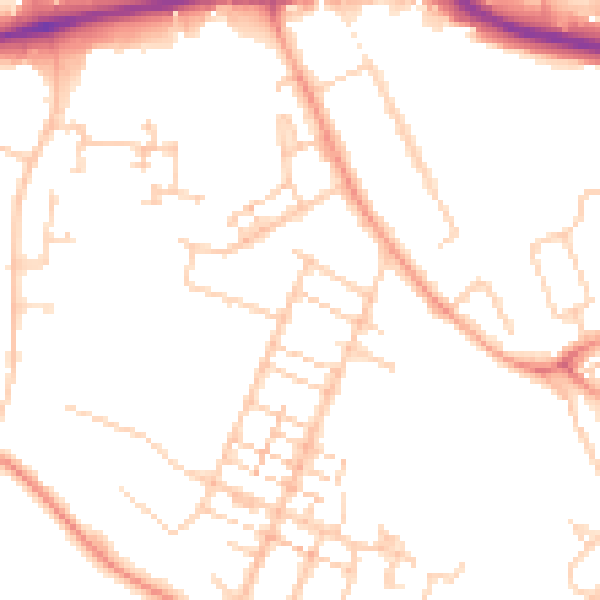 Daytime road noise heatmap for PO14 1DL