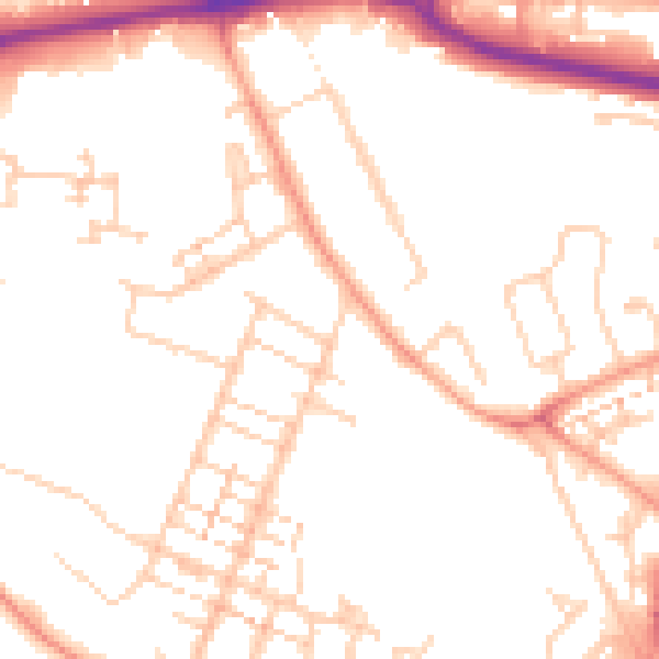 Daytime road noise heatmap for PO14 1DN