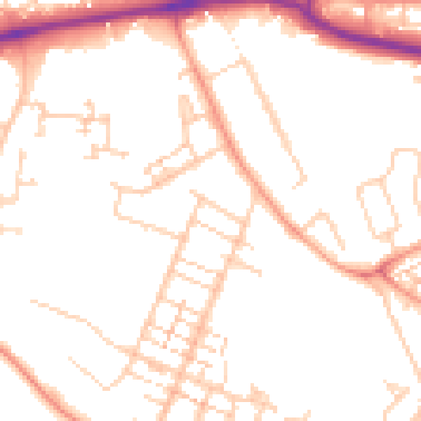 Daytime road noise heatmap for PO14 1DP