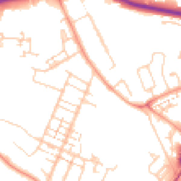 Daytime road noise heatmap for PO14 1DW