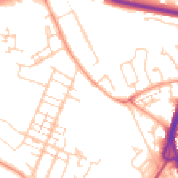 Daytime road noise heatmap for PO14 1GZ