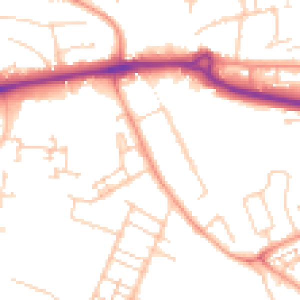 Daytime road noise heatmap for PO14 1HA