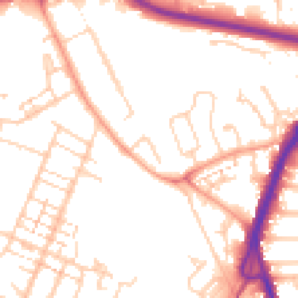 Daytime road noise heatmap for PO14 1HH