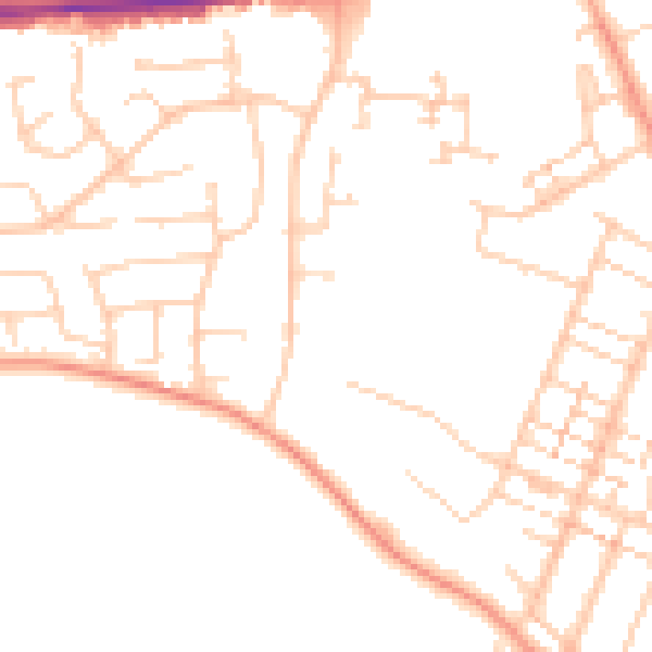 Daytime road noise heatmap for PO14 1LP