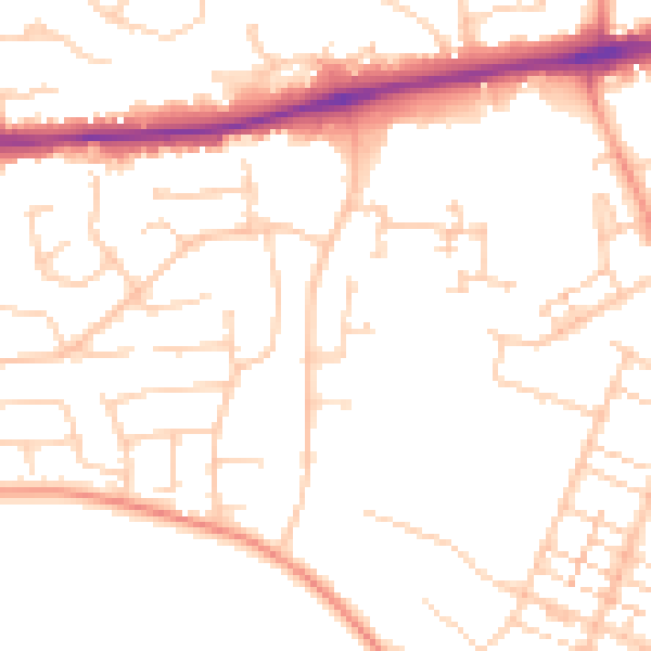 Daytime road noise heatmap for PO14 1LX