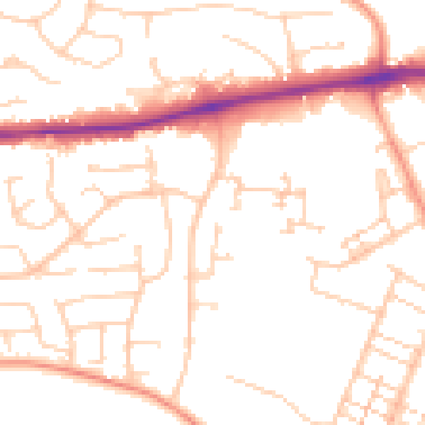 Daytime road noise heatmap for PO14 1LY