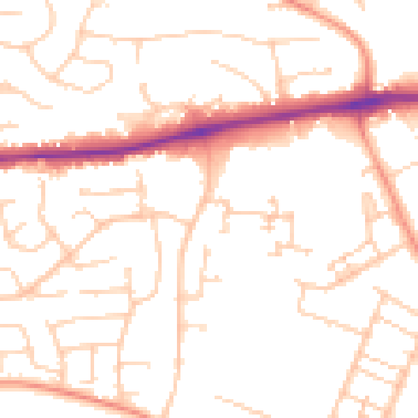 Daytime road noise heatmap for PO14 1NA