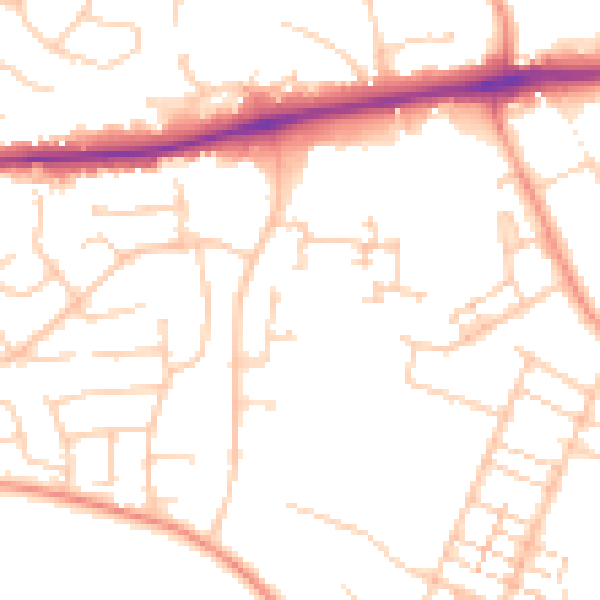 Daytime road noise heatmap for PO14 1NE