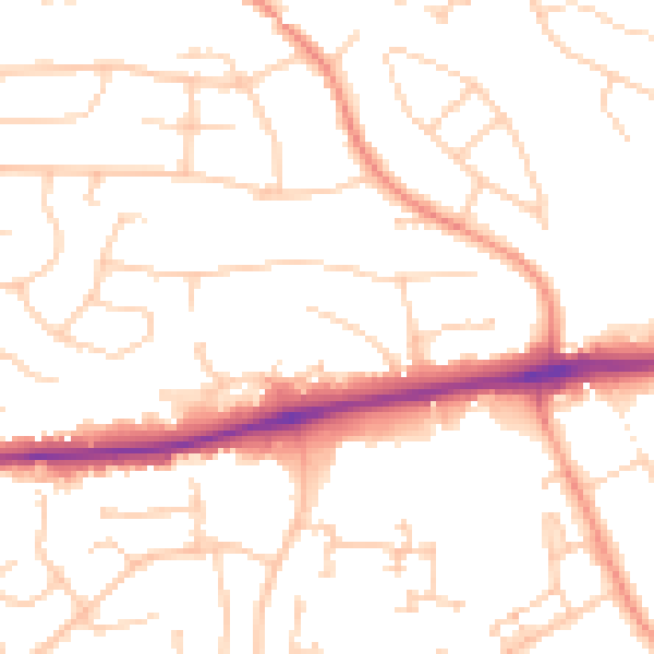 Daytime road noise heatmap for PO14 1NX