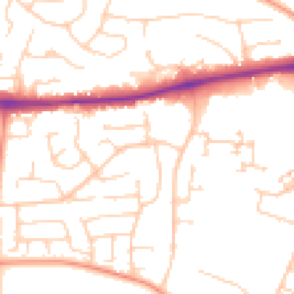 Daytime road noise heatmap for PO14 1PR