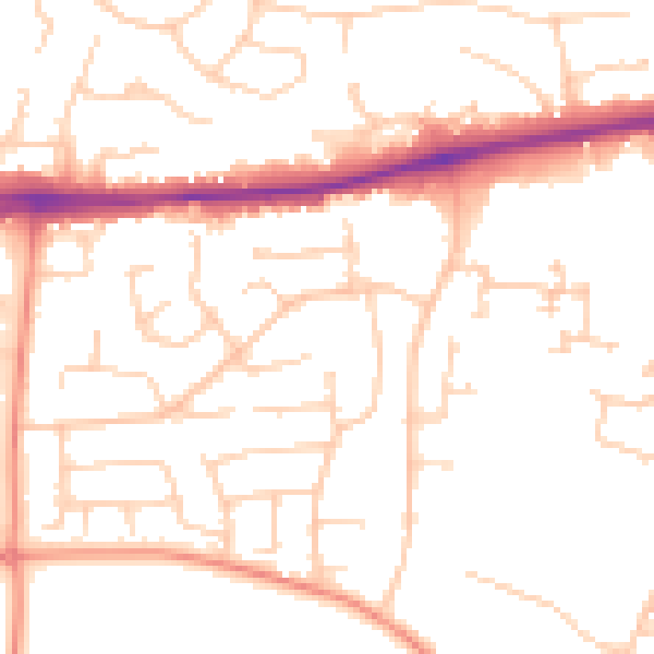 Daytime road noise heatmap for PO14 1PT