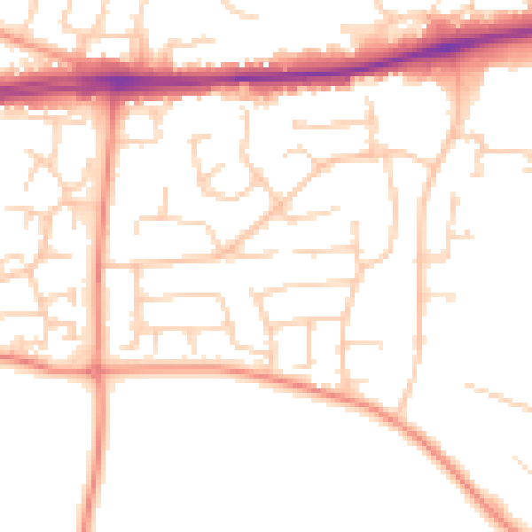 Daytime road noise heatmap for PO14 1PY