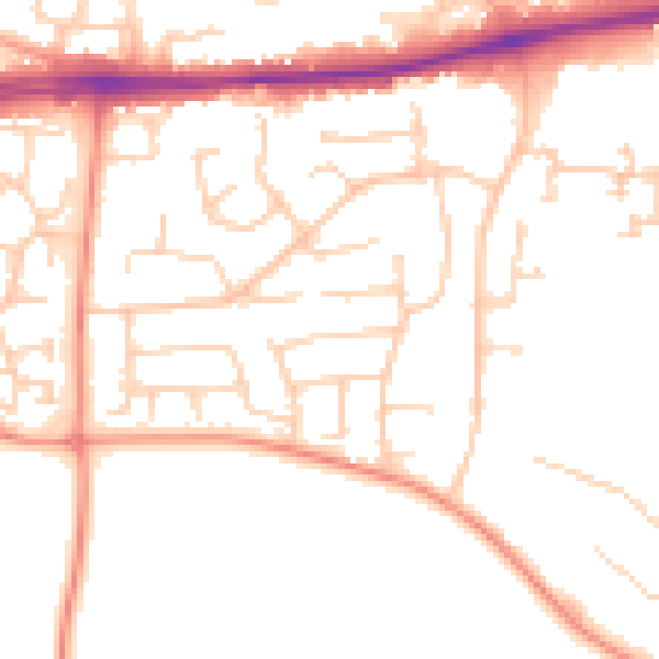 Daytime road noise heatmap for PO14 1QD