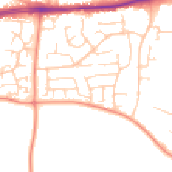 Daytime road noise heatmap for PO14 1QW